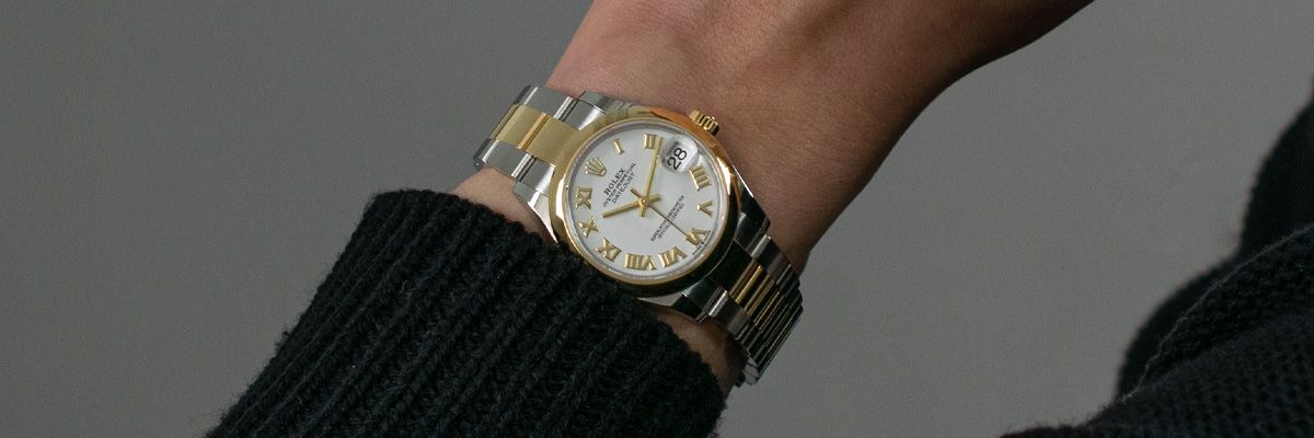 Rolex Datejust 31 278243 Wristwatch, White Roman Dial Rolex Datejust 31 278243 wristwatch with the White Roman dial worn by a female model