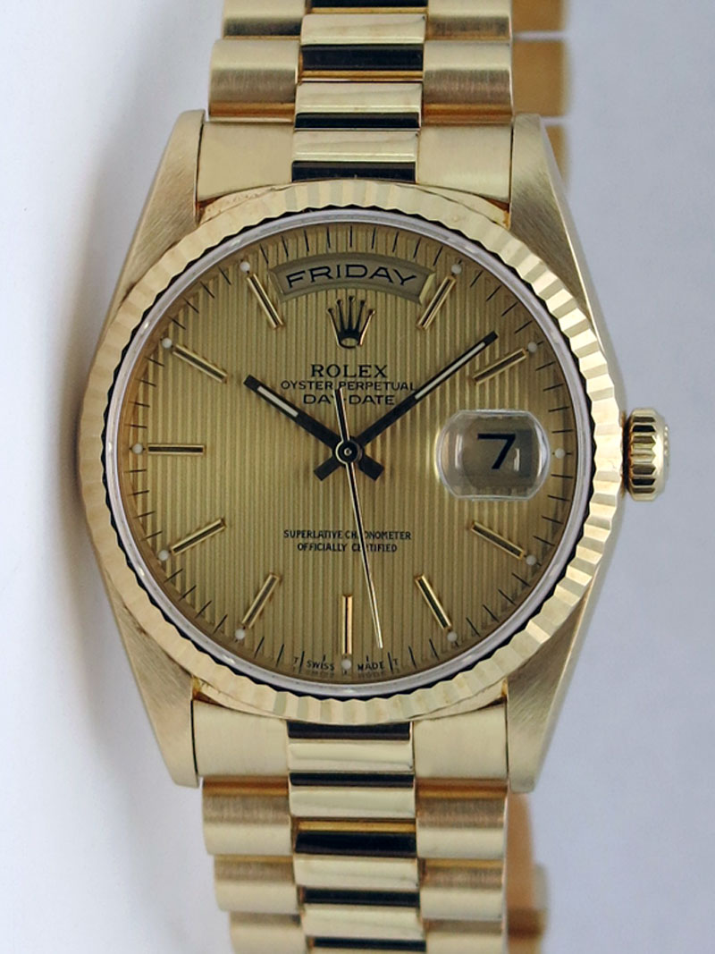 Rolex Day Date President Yellow Gold Champagne Tapestry 18238 36mm ...