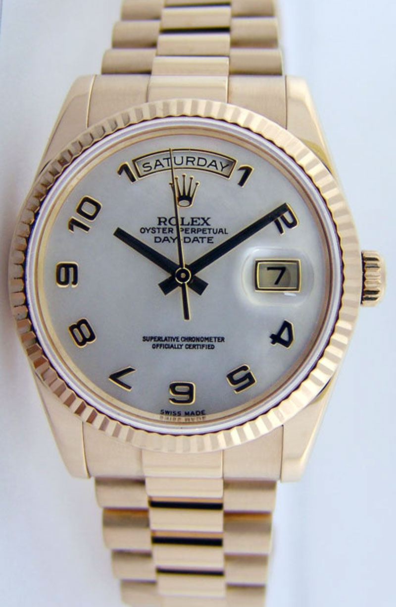 Rolex Day Date President Yellow Gold Mother of Pearl Arabic 118238 ...