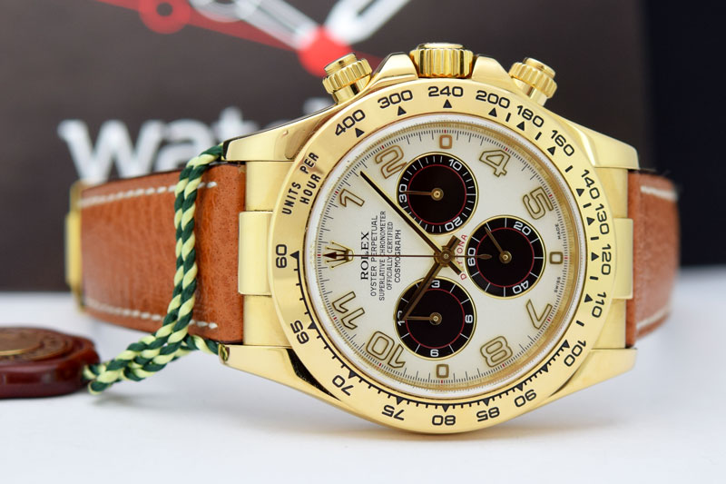 Rolex Daytona Gold White Panda Tan Leather Strap 116518 Rehaut WATCH CHEST eBay
