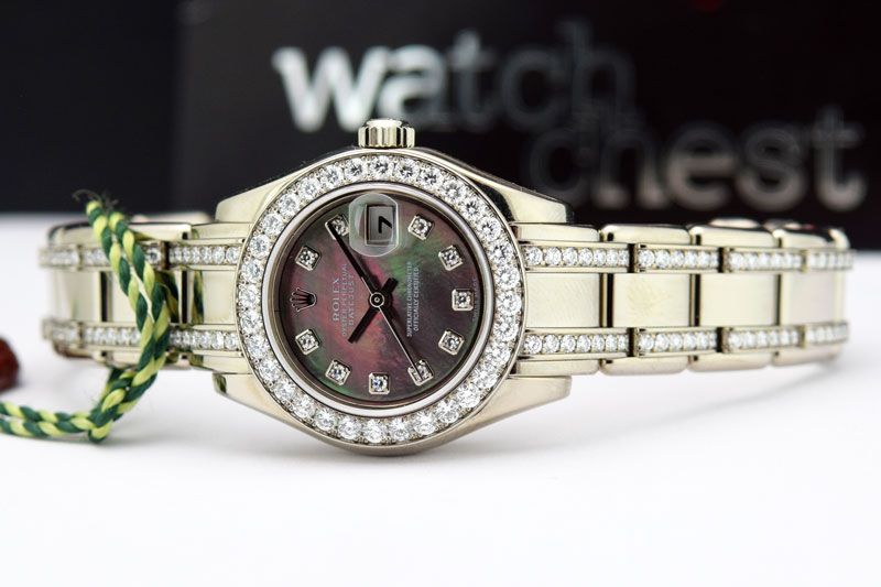rolex datejust black mother of pearl