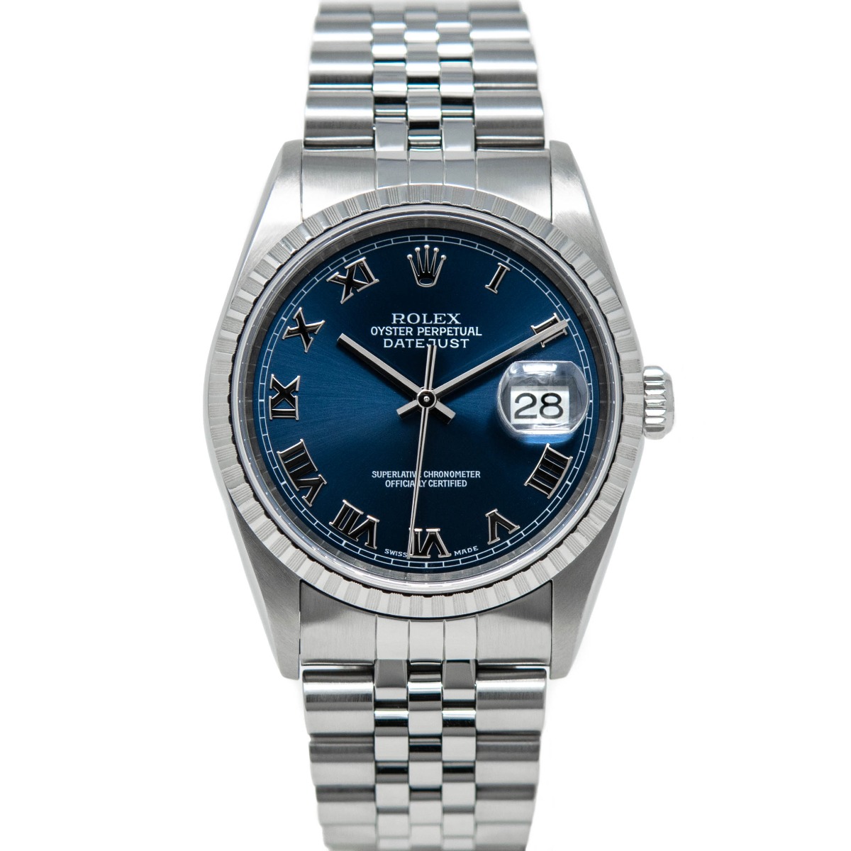 Rolex Datejust 36 Stainless Steel 16220 Wristwatch - Blue Roman
