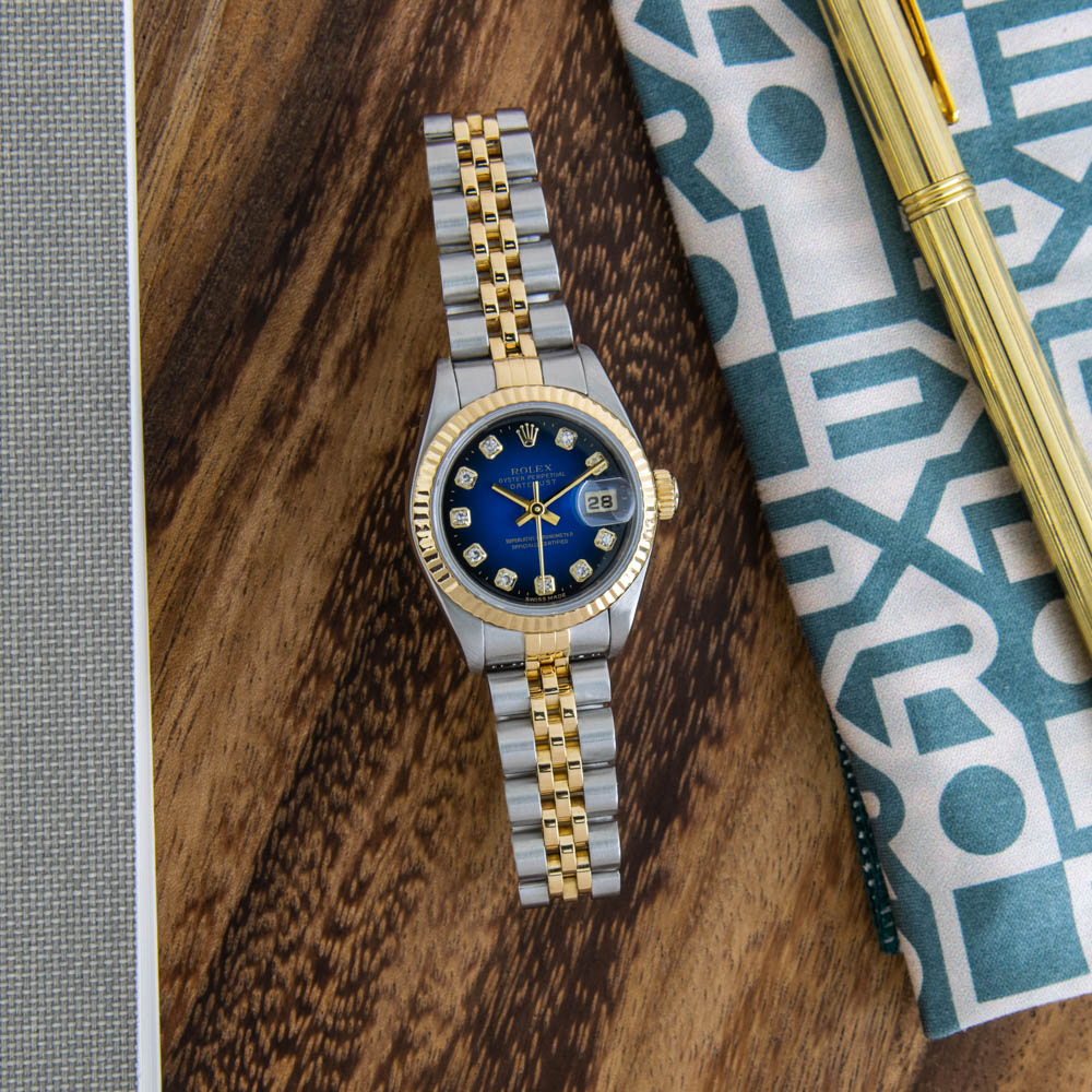 rolex datejust women's blue face