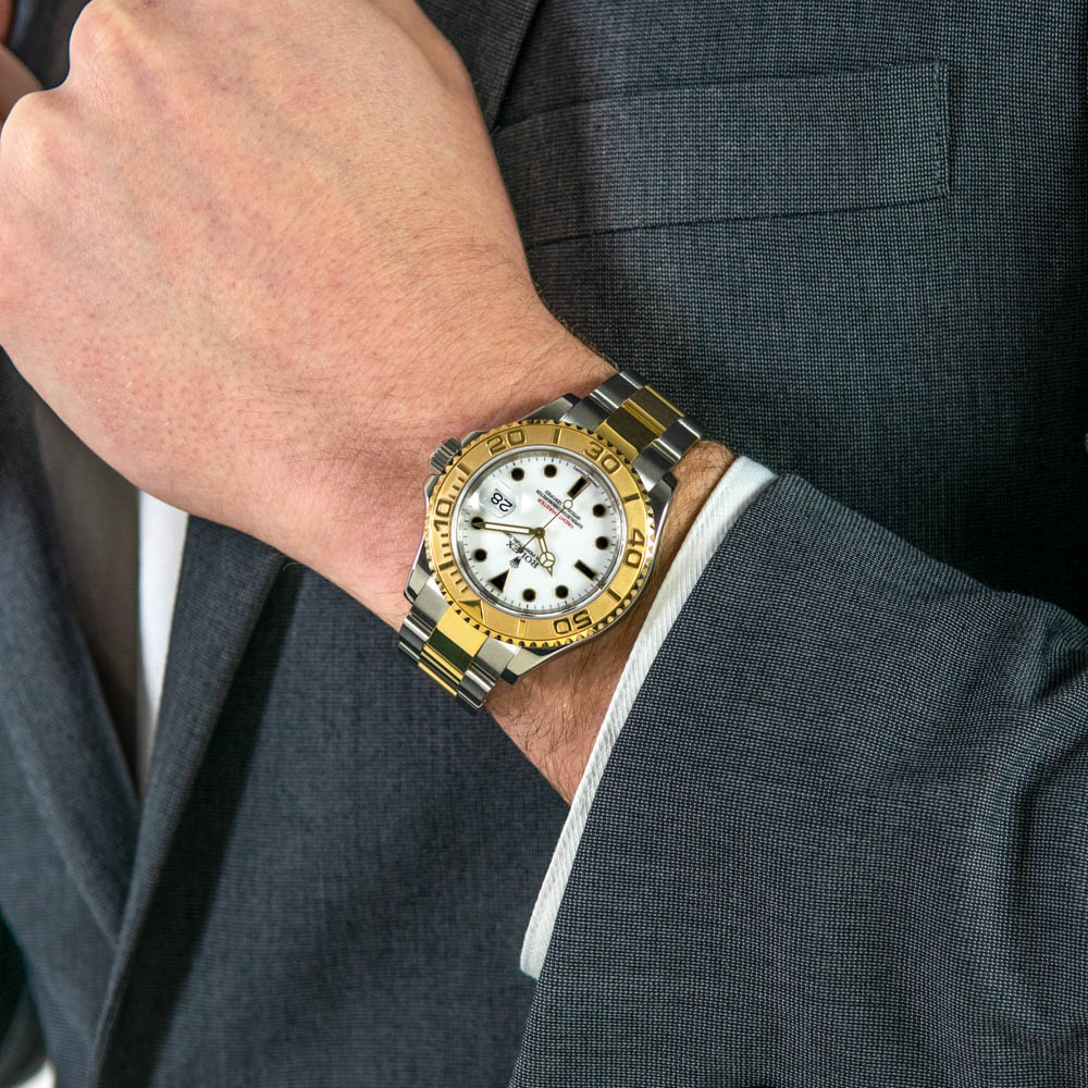 gold rolex with white face