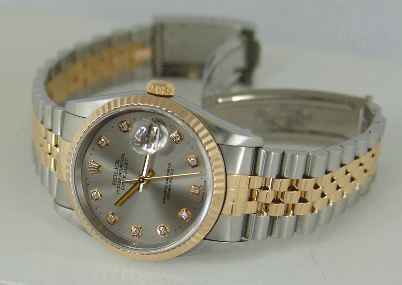 Men's Rolex Two-Tone Stainless Steel 18k Yellow Gold Datejust with Diamond Dial Men's Rolex Two-Tone Stainless Steel 18k Yellow Gold Datejust with Diamond Dial